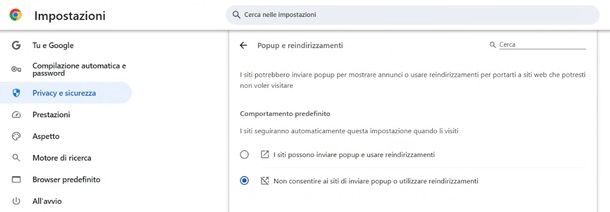 Come bloccare popup Chrome Windows