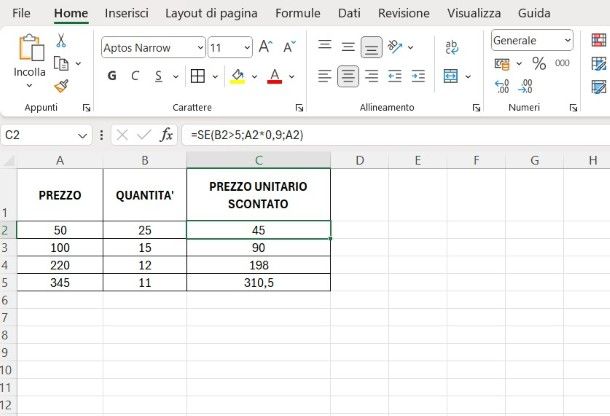Calcolare il prezzo scontato su soglie diverse