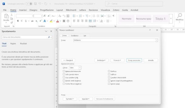 ricerca parola su Word per Windows