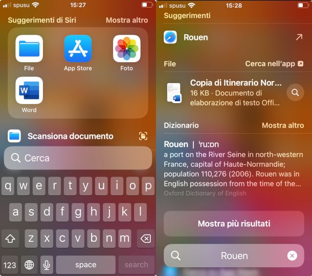ricerca parola nel testo su iPhone