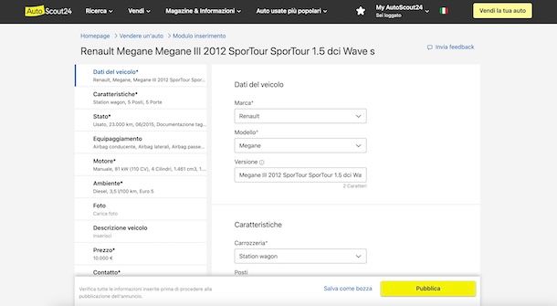 Pubblicare annuncio su AutoScout24