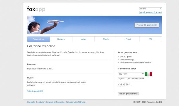 home page sito Faxapp