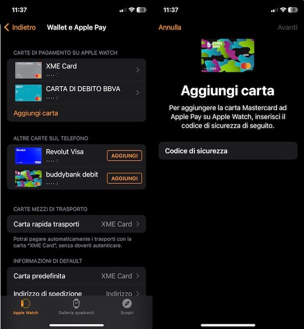 Usare Apple Pay su Watch