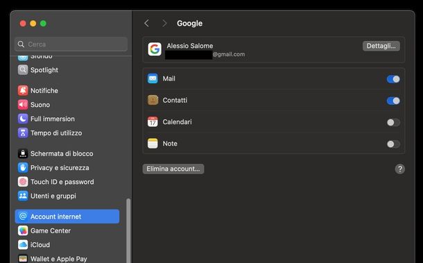 Vedere indirizzi email macOS