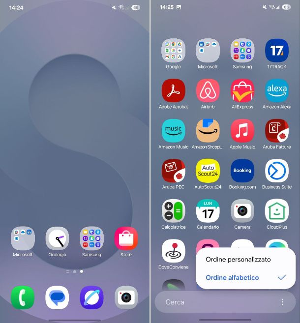 Organizzare le app in ordine alfabetico