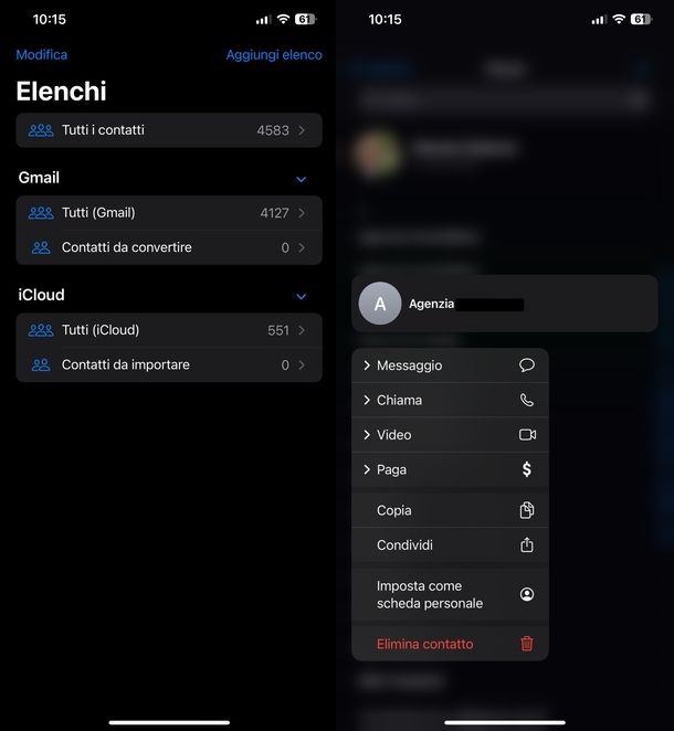 Trasferimento manuale contatti iPhone