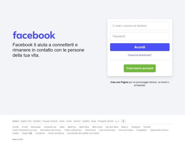 Facebook login