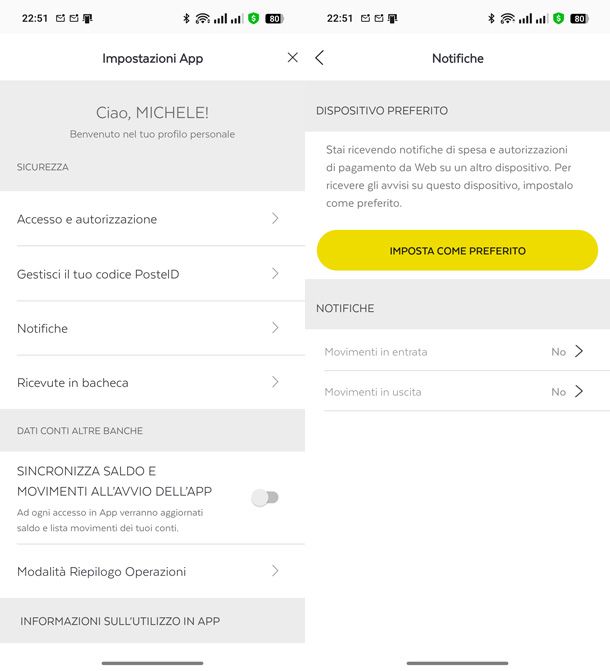 dispositivo app Postepay
