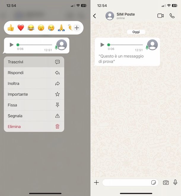 Trascrivere messaggio vocale su WhatsApp