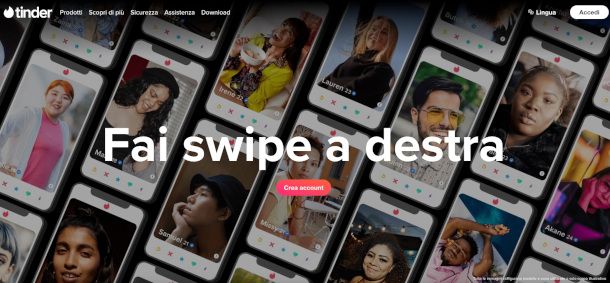 home page sito Tinder
