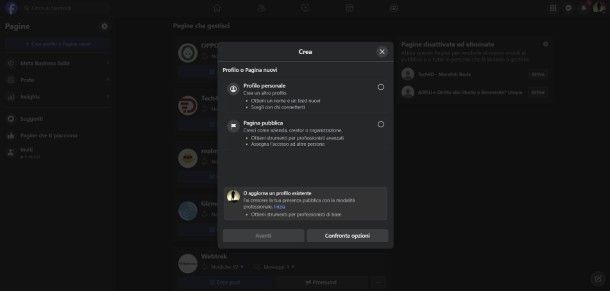 crea pagina Facebook