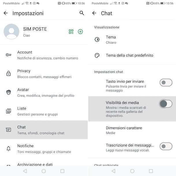 Non salvare foto e video da WhatsApp
