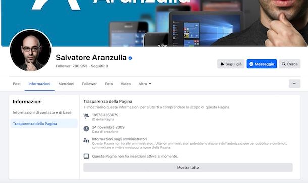 ID pagina Facebook