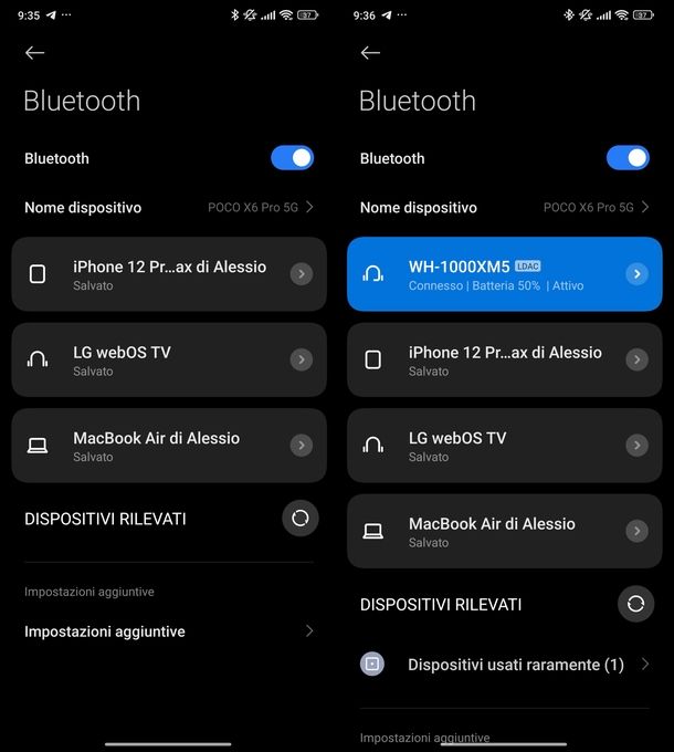 Connettere cuffie Bluetooth Android