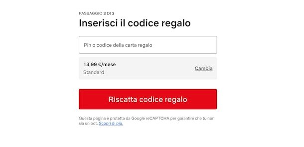 Pagare Netflix con carta regalo
