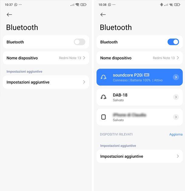 Attivazione auricolari Bluetooth con Android