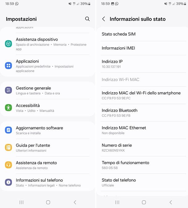 indirizzo mac android