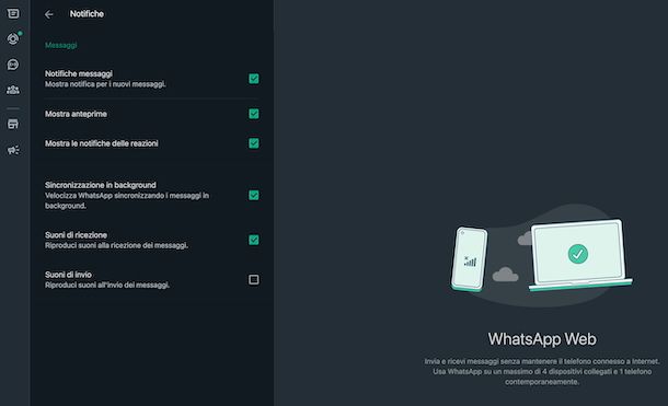 Notifiche personalizzate WhatsApp Web