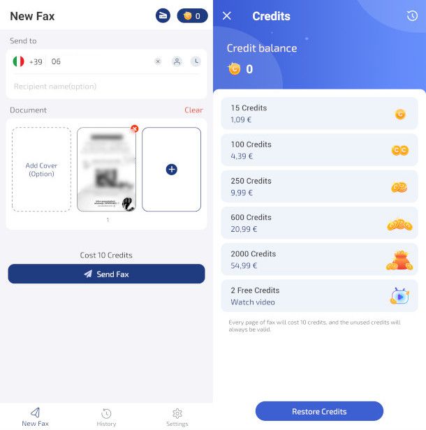 schermate app Super Fax