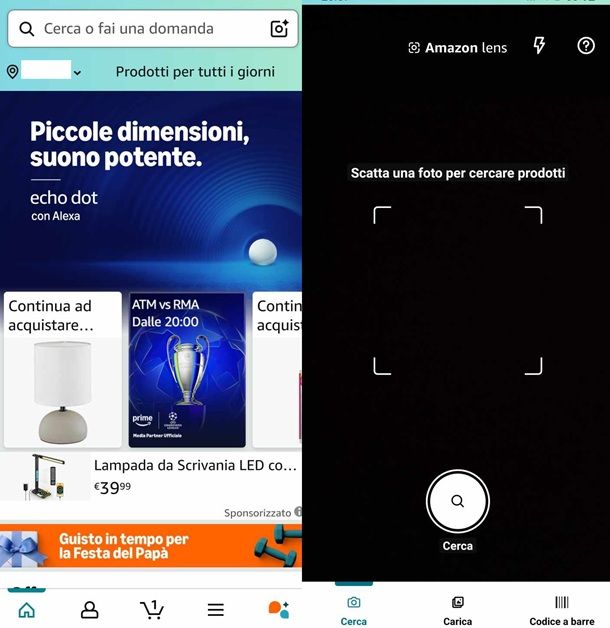 Come cercare prodotti con Amazon Lens da app