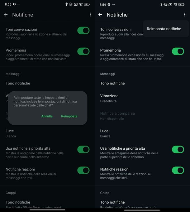 Notifiche personalizzate WhatsApp Android