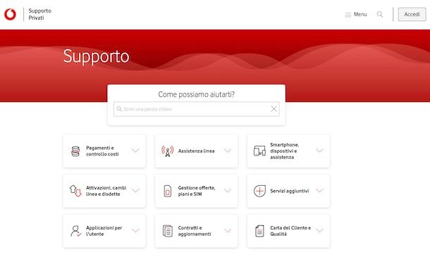 Supporto Vodafone