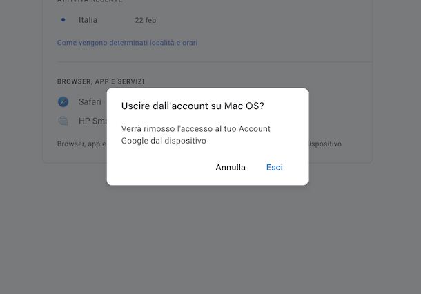 Uscire account Google tutti i dispositivi
