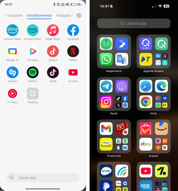 Organizzare le app secondo le azioni da fare