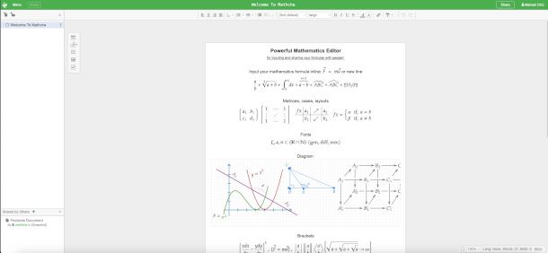 interfaccia Mathcha onine
