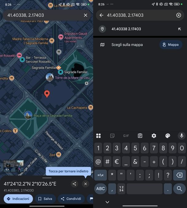 Mettere coordinate Google Maps Android