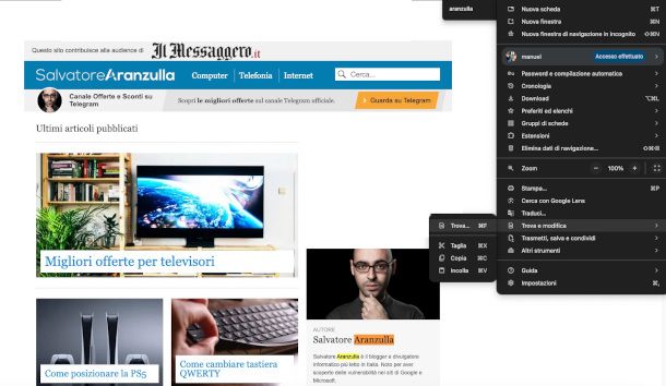 ricerca parola su Chrome