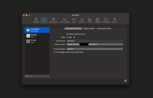Vedere indirizzi email Mail macOS