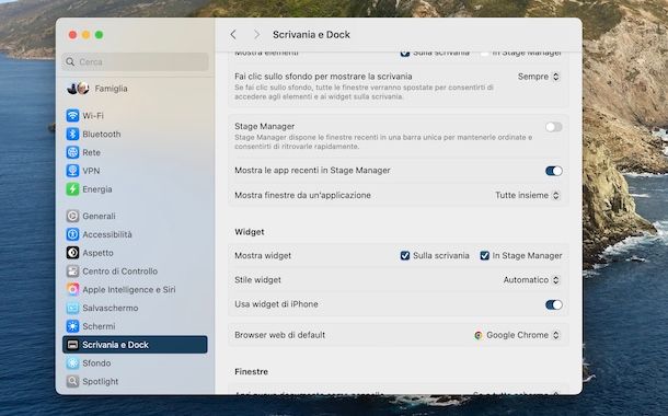Gestire impostazioni widget macOS