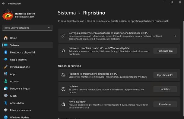 ripristino w 11