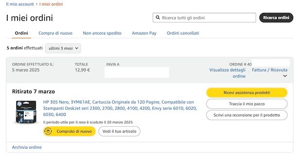 Tracciare pacco Amazon