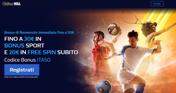 Willam Hill bonus scommesse