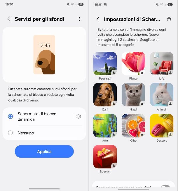 Come cambiare lo sfondo in automatico su Samsung