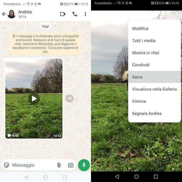 Salvare video da WhatsApp su Android