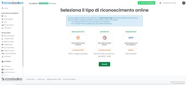 registrazione e attivazione firma digitale sul sito LetteraSenzaBusta
