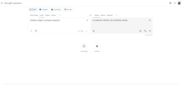 interfaccia Google Traduttore
