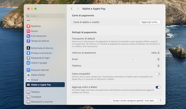 Usare Apple Pay su Mac
