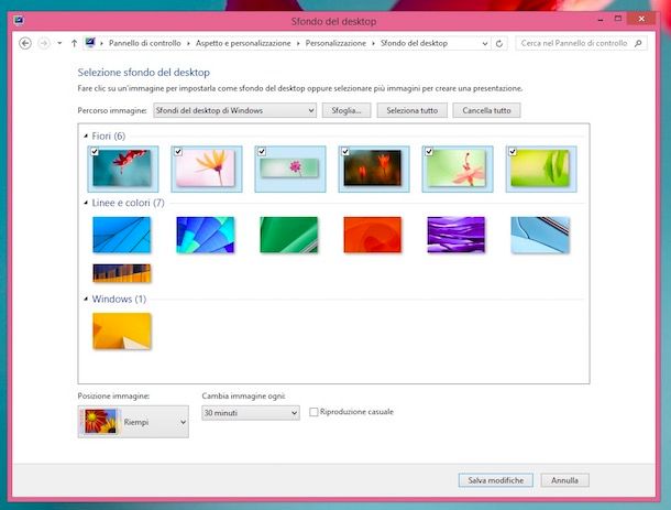 Cambiare sfondo desktop automaticamente: Windows Vista, Windows 7 e Windows 8/8.x