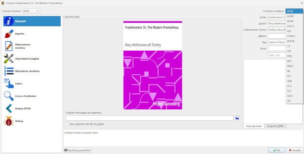 strumento di conversioni eBook su Calibre