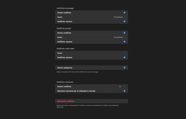 Notifiche personalizzate WhatsApp Mac