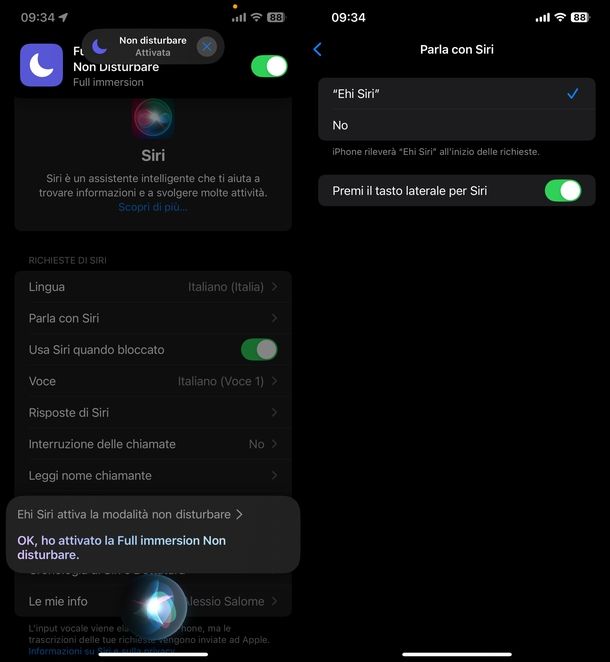 Mettere Non disturbare iPhone Siri