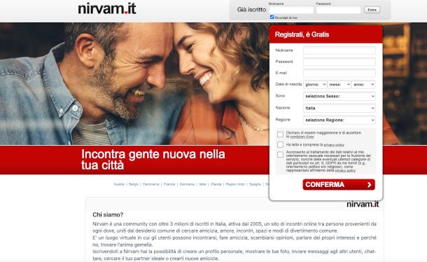 home page sito Nirvam