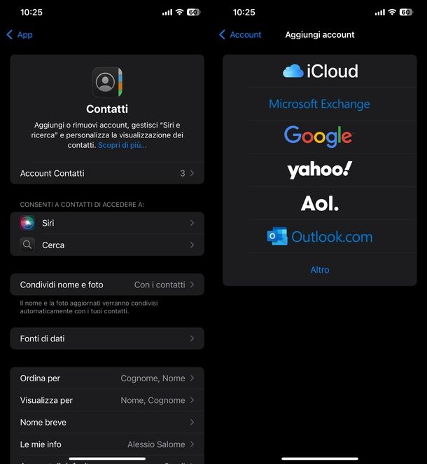 Sincronizzazione account Google iPhone
