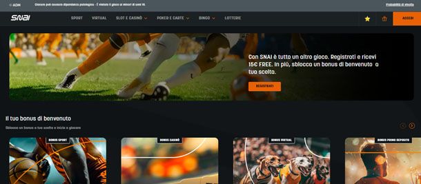Bonus scommesse SNAI