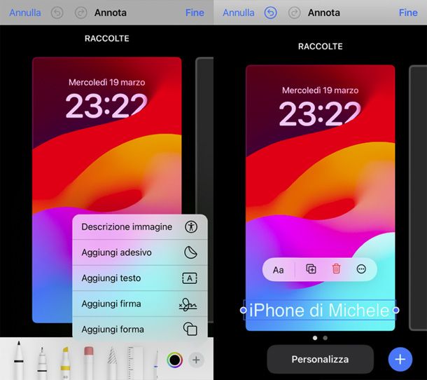 schermata di blocco personalizzata iOS