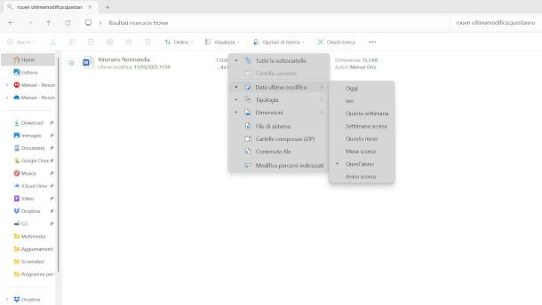 ricerca parola nel testo con Esplora File su Windows